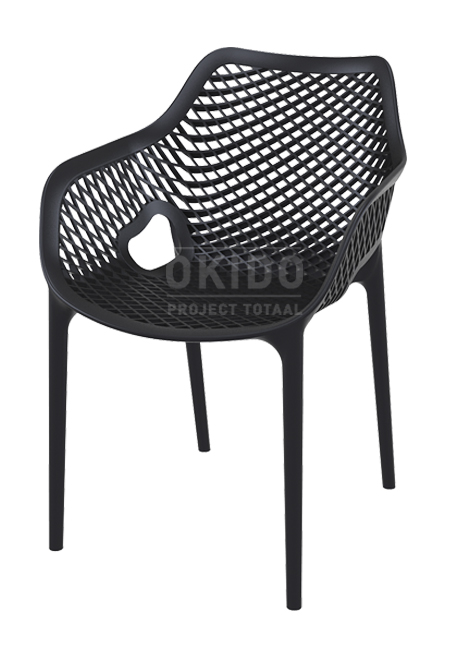 Kunststof terrasstoel zwart met armleuning