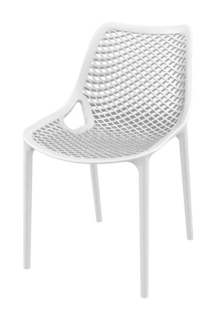 Ariane-zonderarm-white Kunststof terrasstoel wit