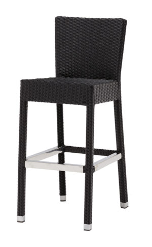 Zwarte barkruk Wicker met rugleuning
