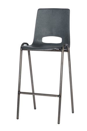 Horecabarkruk met zwarte kunststof kuip en stalen frame