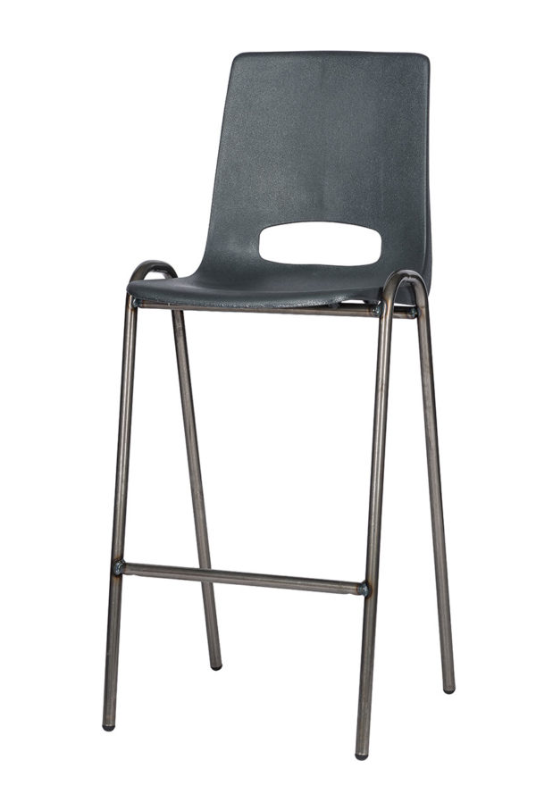 Horecabarkruk met zwarte kunststof kuip en stalen frame